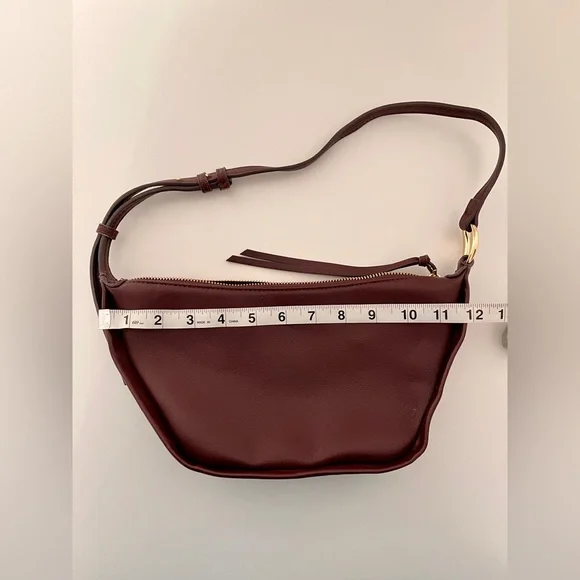 Mango Burgundy Shoulder Bag with Gold Accents - Picture 2 of 8
